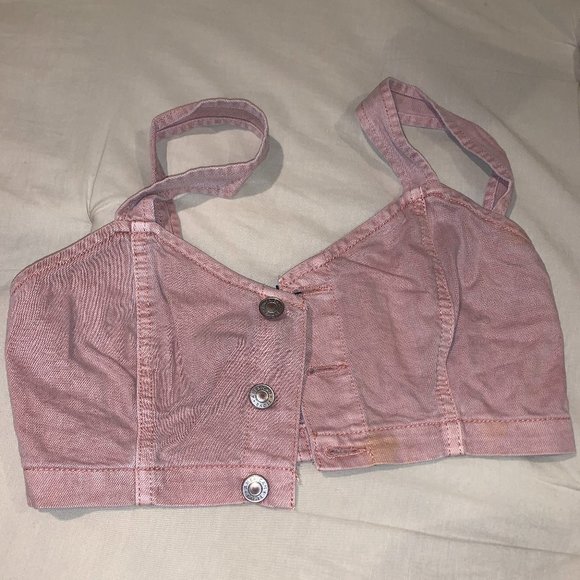Wrap Around Pink Jean Bralette Top - Picture 1 of 6